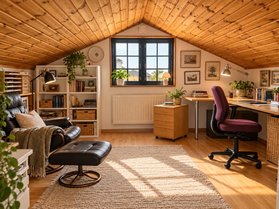 Mysigt vindskontor i skandinavisk stil